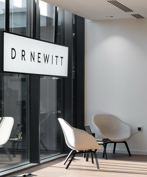 D R Newitt Edinburgh Office - with sign and chairs