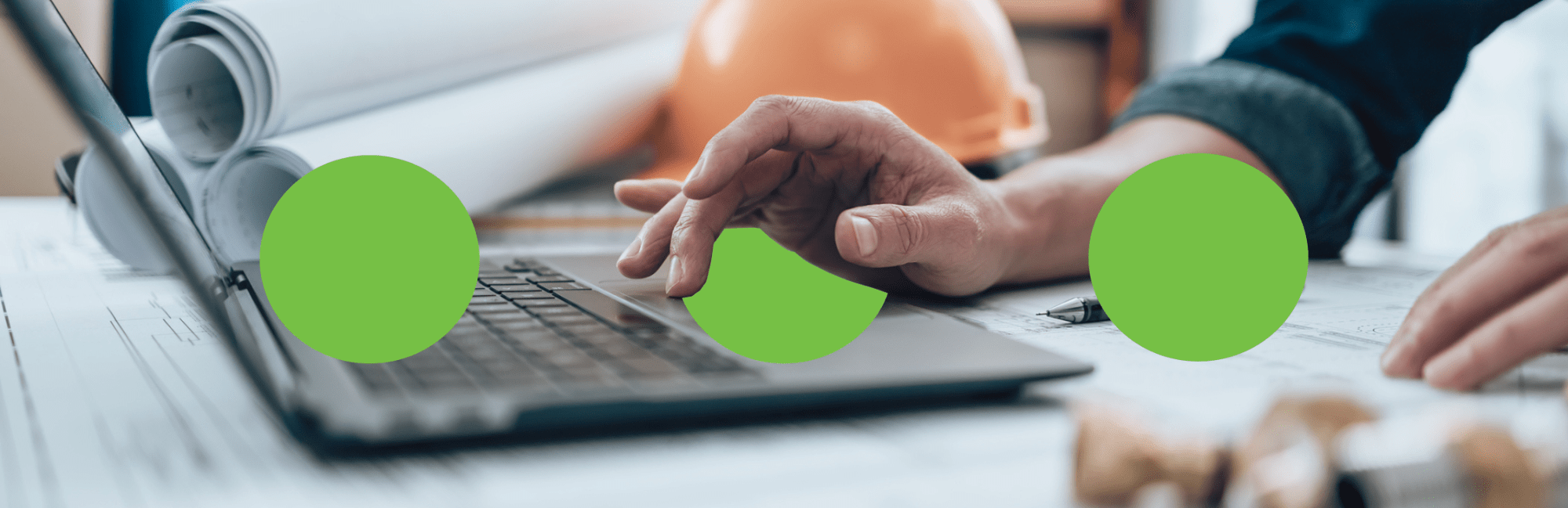 Image of someone typing on their keyboard with deverellsmith's green dot branding