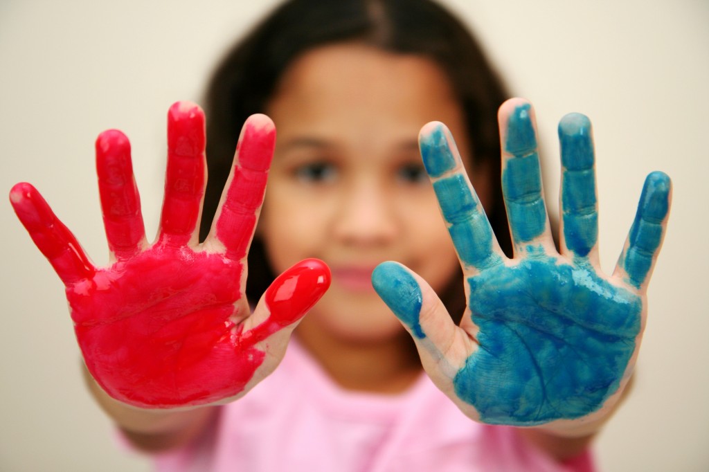 Young Girl painted hands