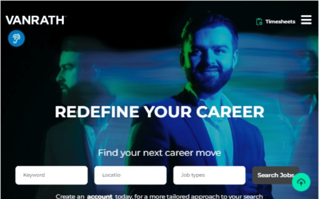 vanrath recruitment website in desktop view
