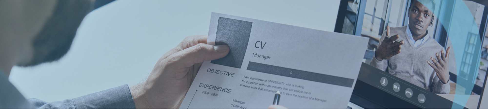 Candour Talent Recruitment Agency - Upload a CV Page. Main image banner of a client going through their CV with a Candidate online, demonstrating our commitment to personalized CV assistance and support.