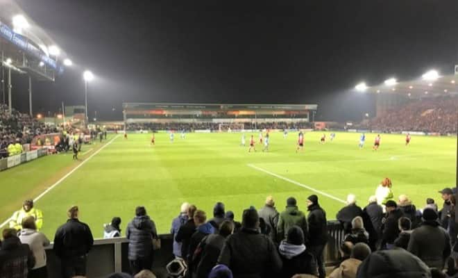 Floodlight match at Sincil Bank Stadium, home of Lincoln City cc-by-sa/2.0 - © Richard Humphrey - geograph.org.uk/p/6358501 Lincoln City vs Peterborough
