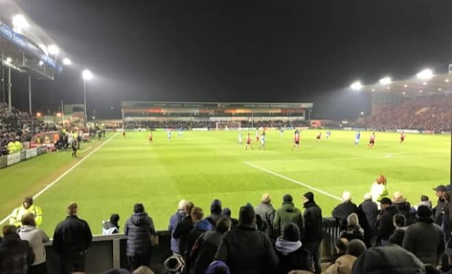 Floodlight match at Sincil Bank Stadium, home of Lincoln City cc-by-sa/2.0 - © Richard Humphrey - geograph.org.uk/p/6358501 Lincoln City vs Peterborough