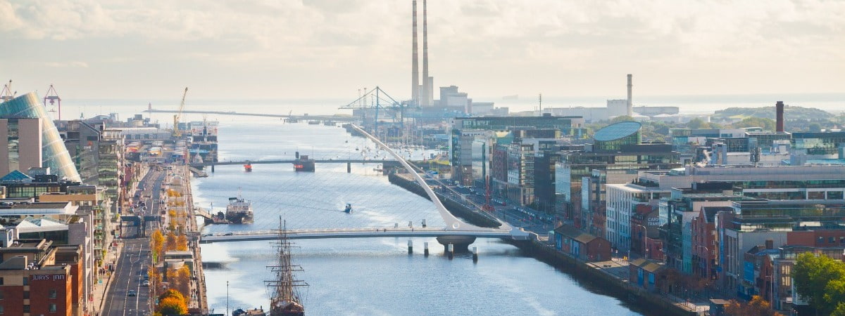 skyline view of Dublin dock land 