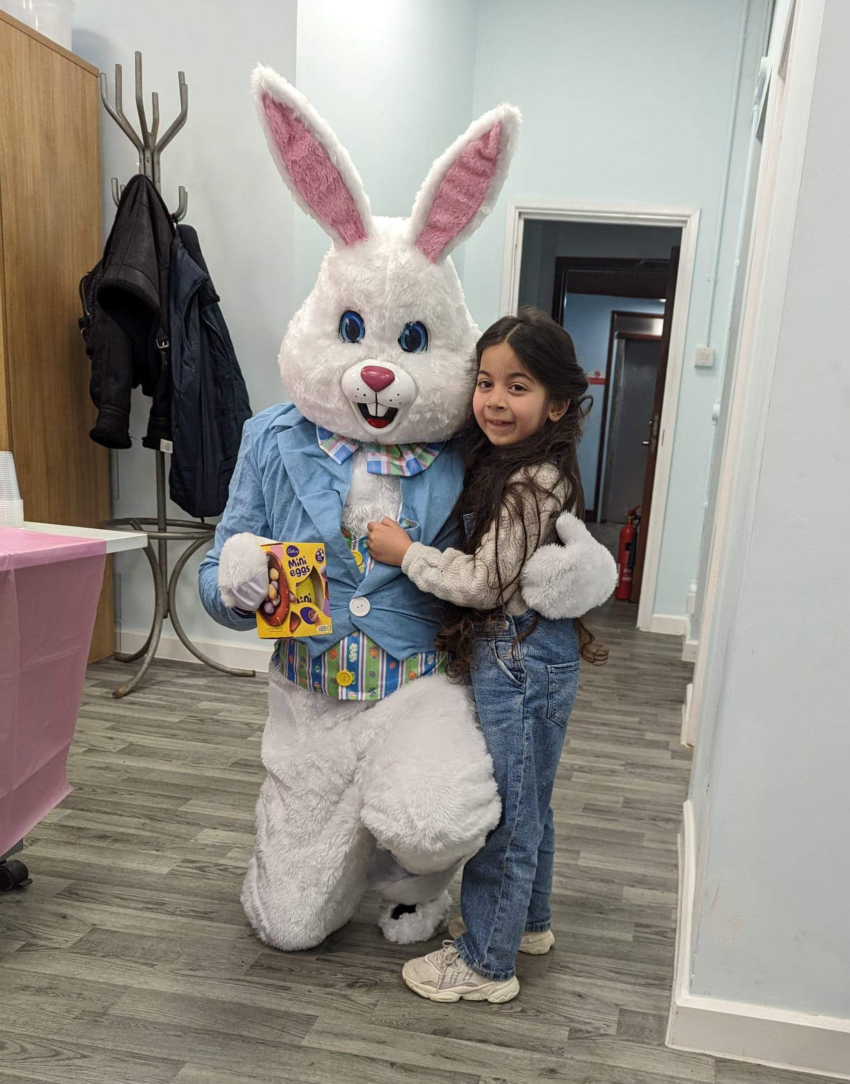 The Easter Bunny hand delivers an Easter Egg
