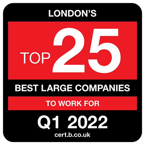 12th in London's Top 25 Best Large Companies to work for