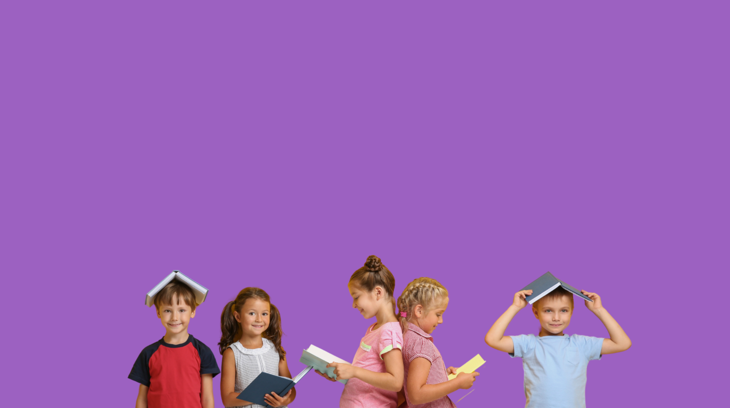 school children with a purple background