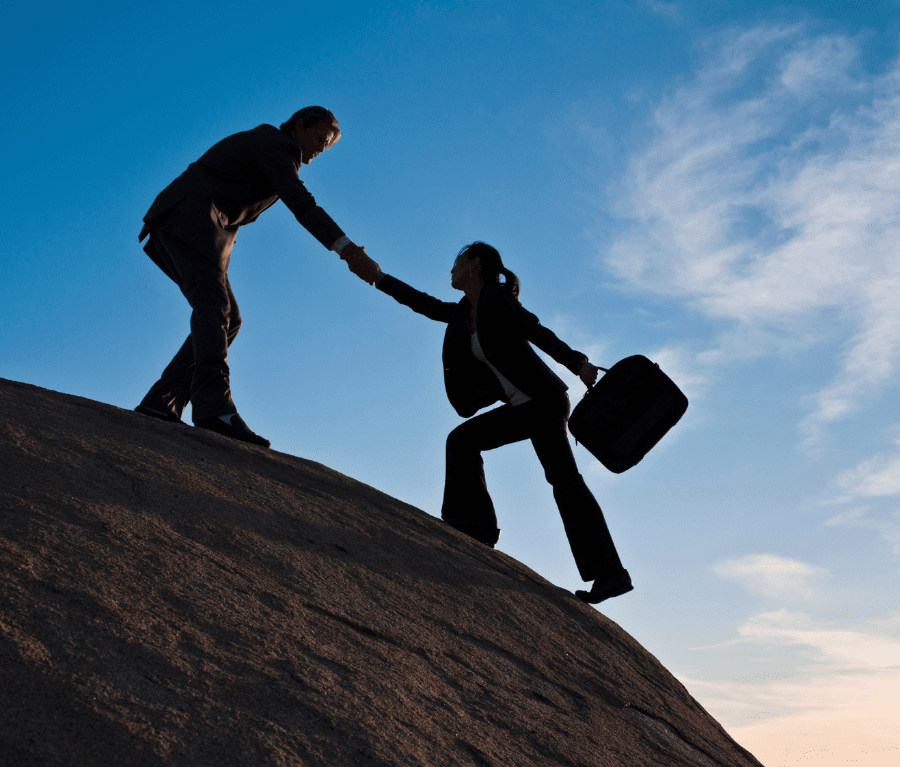 Helping hand over rocks