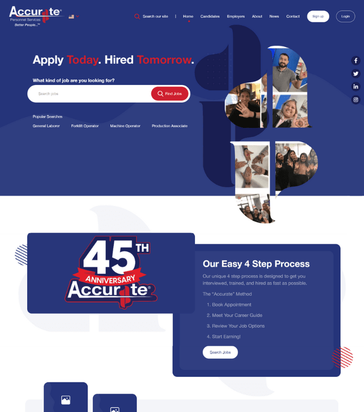 Accurate Recruitment Website Design by Access Volcanic