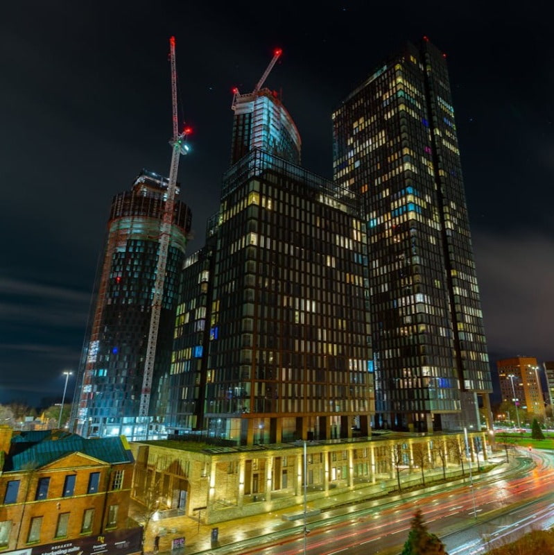 Image of Manchester City Centre at night