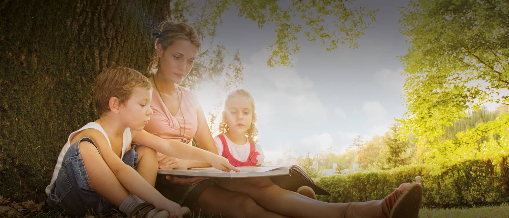 Nanny reading to children
