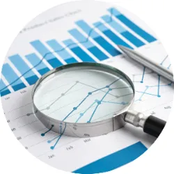 Magnifying glass highlighting good compliance statistics