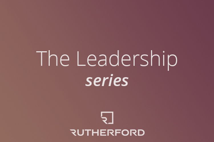 burgundy gradient with text overlay saying the leadership series rutherford