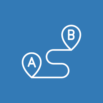 A line drawn from the letter A to letter B