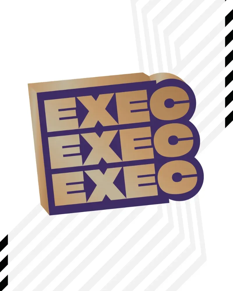 Text graphic that reads 'exec' in bold letters