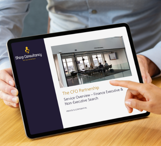 The CFO Partnership Service Overview cover showcasing a modern design with the title clearly visible.