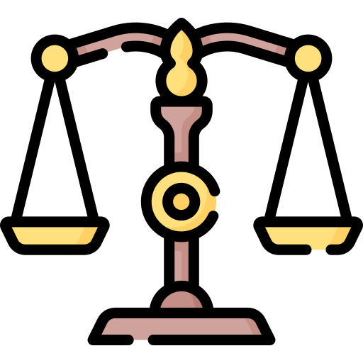 Balancing scales icon depicting legal