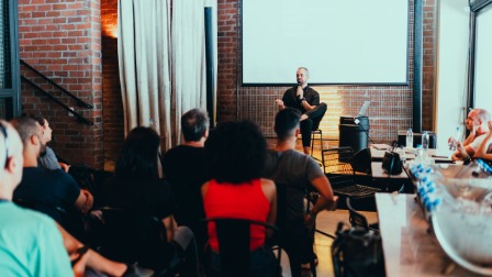 People attending a networking event