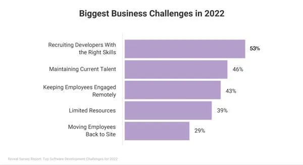Graph showing biggest business challenges in 2022