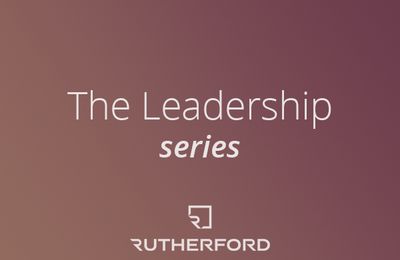 burgundy gradient with text overlay saying the leadership series rutherford