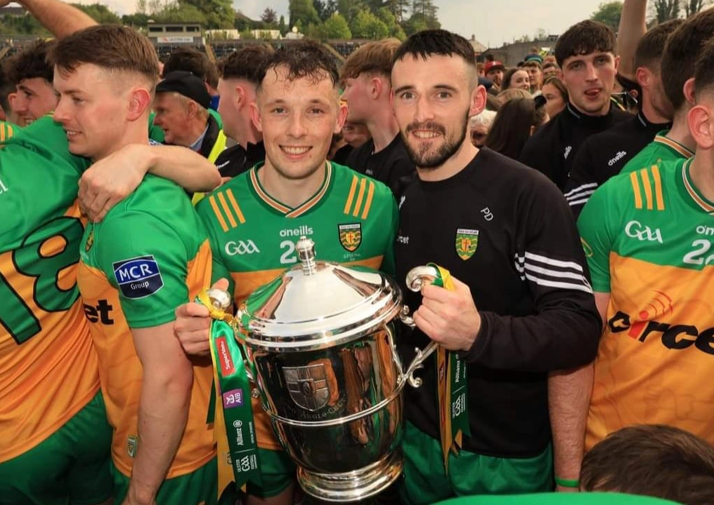 Aaron and Philip Doherty celebrate after winning the 2024 Ulster Championship