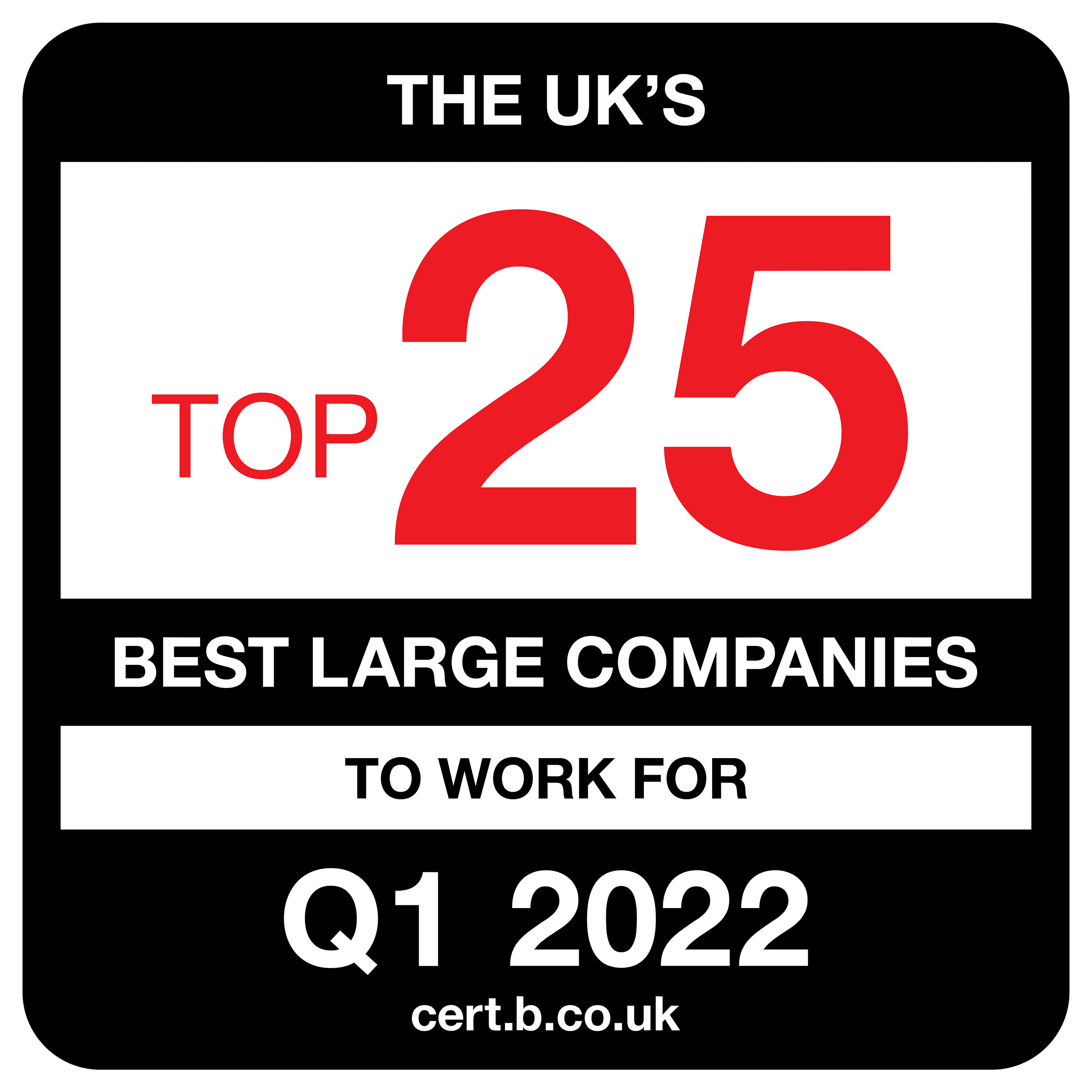 13th in the UK's Best Large Companies to Work for