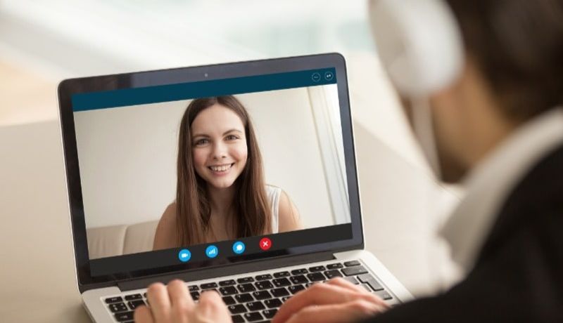 Woman on skype with man