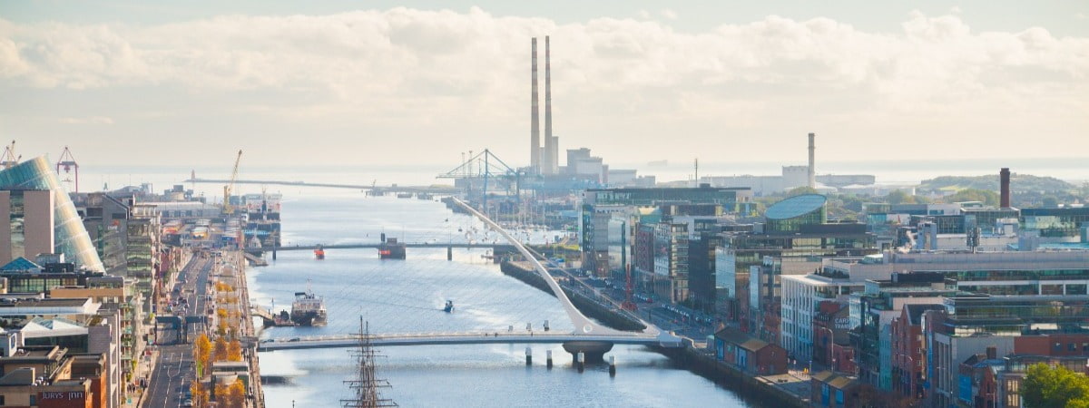 skyline view of Dublin dock land 