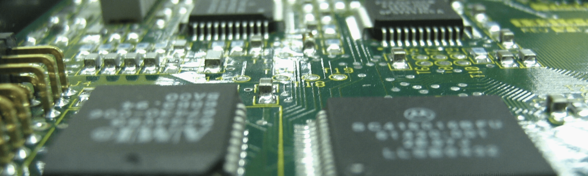 Microchips on Circuit Board