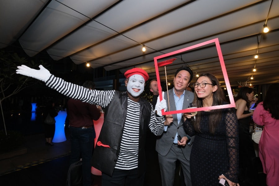 mime with man and woman