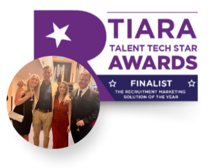 Image of TIARA award nomination alongside photo of the Volcanic team at the awards