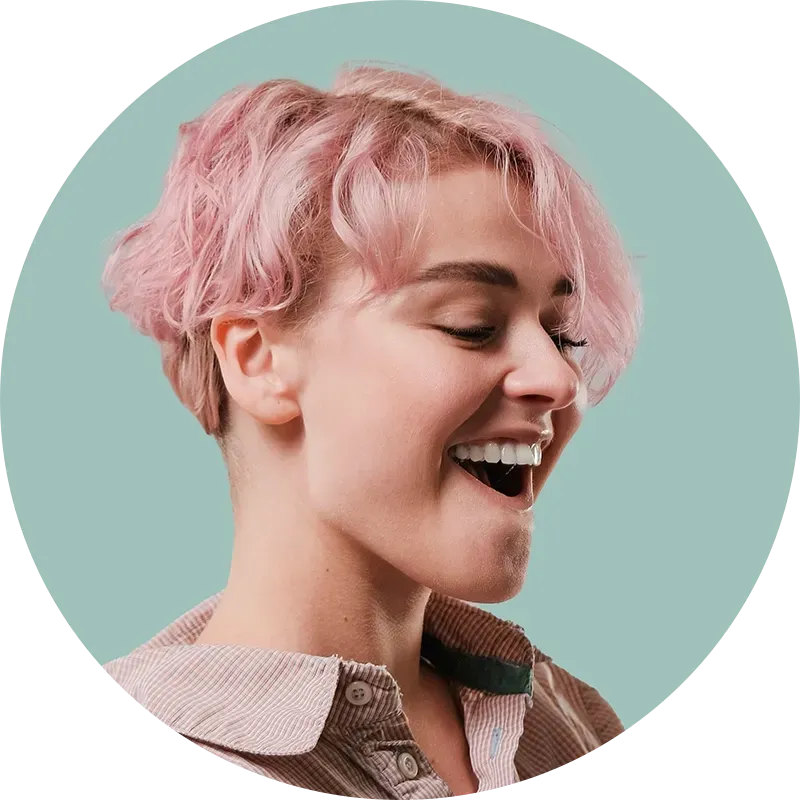 Woman with pink hair