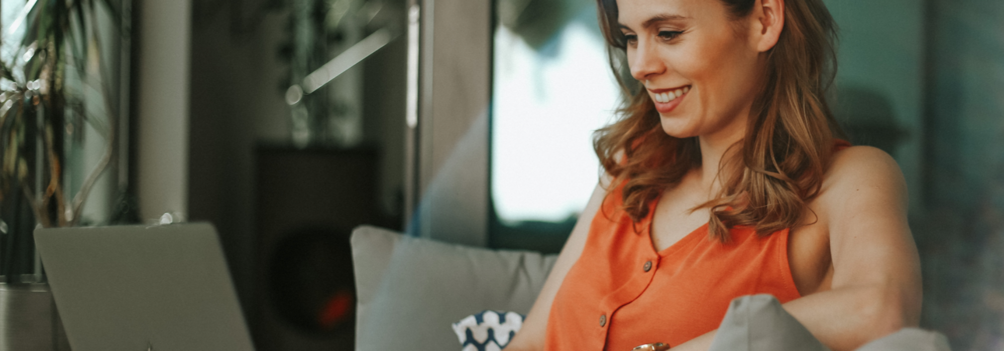 Woman using laptop for job search