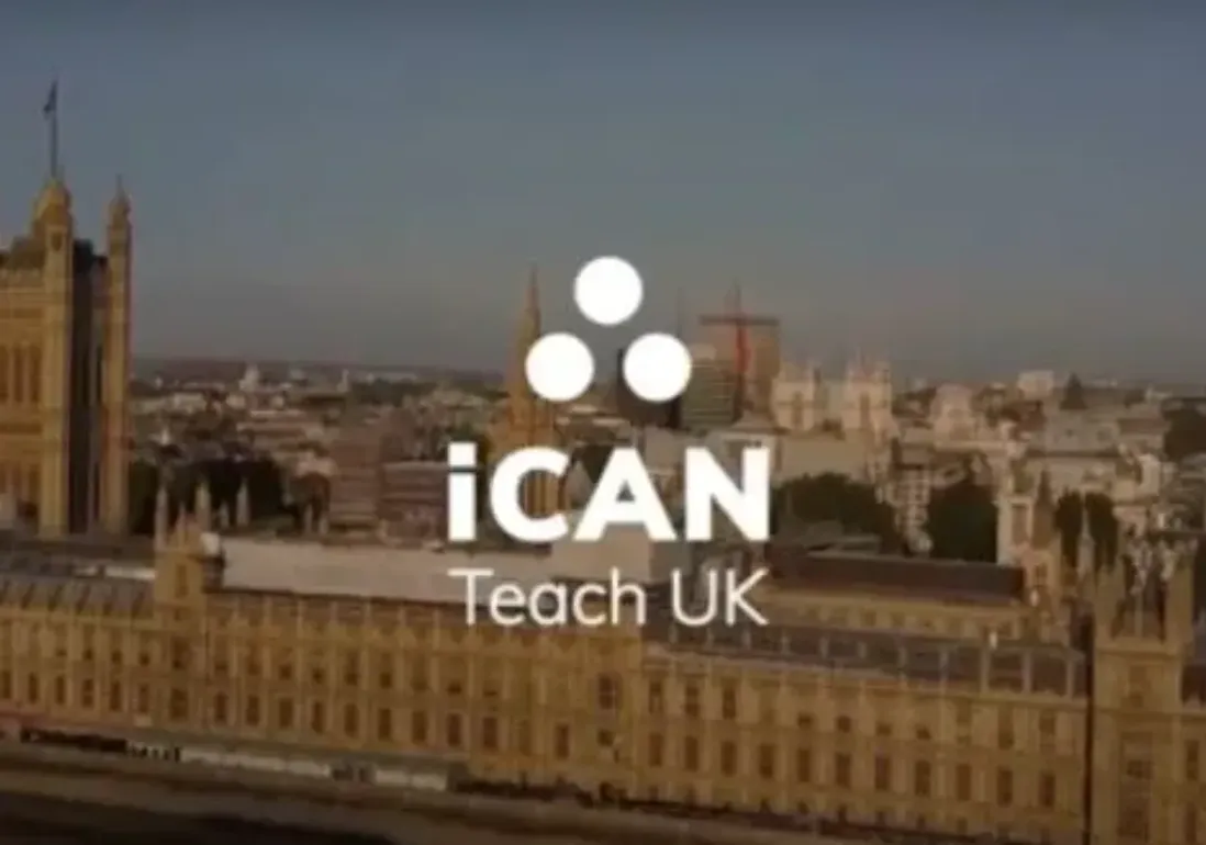 iCan Teach UK logo on London backdrop