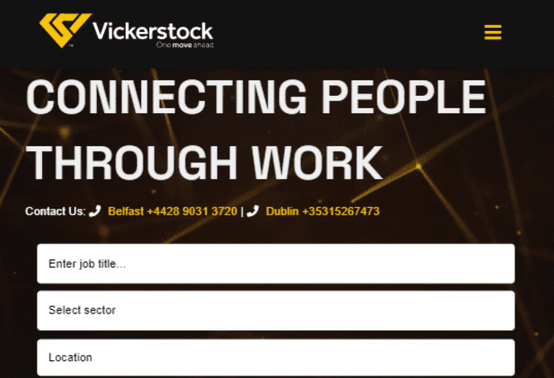 Vickerstock website by Access Volcanic in Tablet view