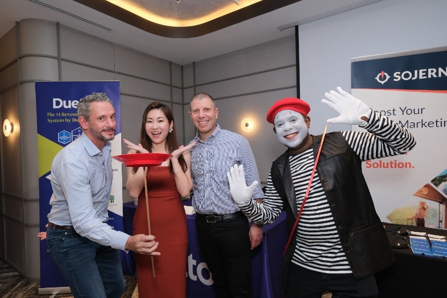 mime with group of people