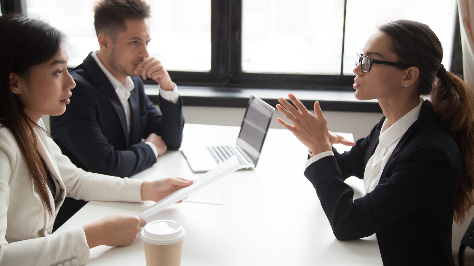 Confident Applicant Being Judged By Interviewing Hr Managers