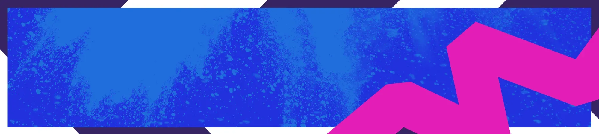 A purple background with a red and purple leap mark, with black and white lines behind it