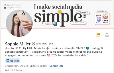 Sophie Millers LinkedIn