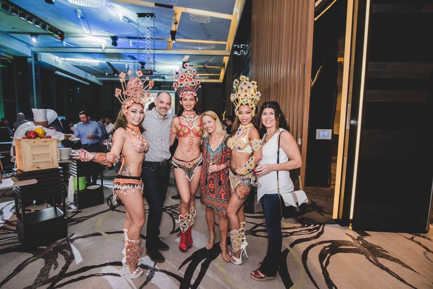 hospitality networking man and five ladies