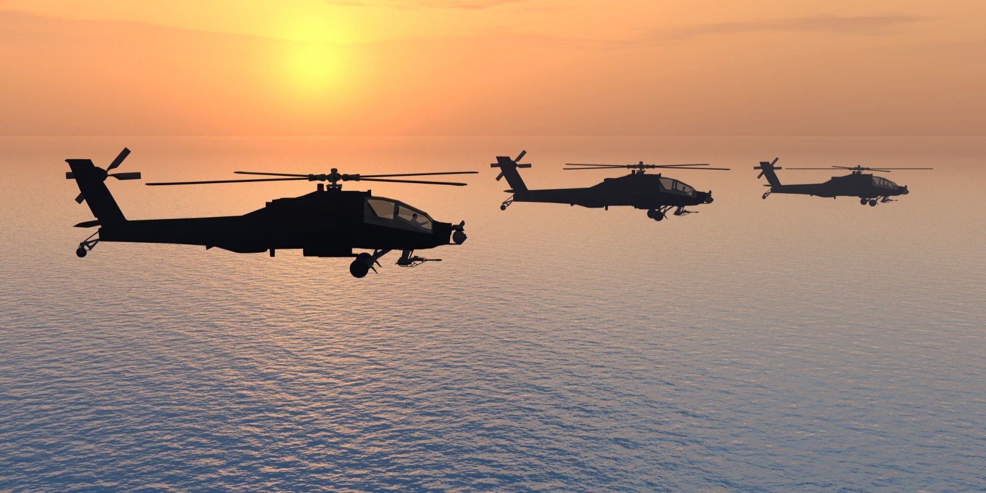 Apache helicopters in formation