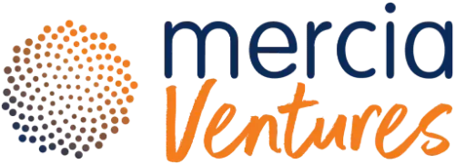 Mercia Ventures Logo featuring their name in text and a circular dot pattern to the left