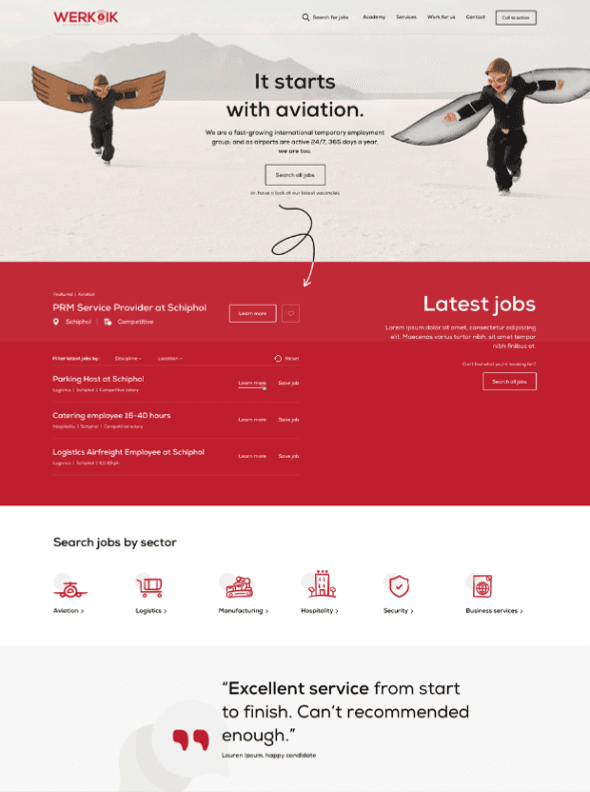 An example of recruitment website design created by Access Volcanic