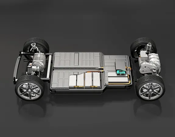 EV vehicle chassis and battery setup