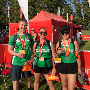 Steve Twinley, Sarah Seaford and Adrienn Prezenszki completed a 40k hike across the South Downs to raise money for Macmillan Cancer Support