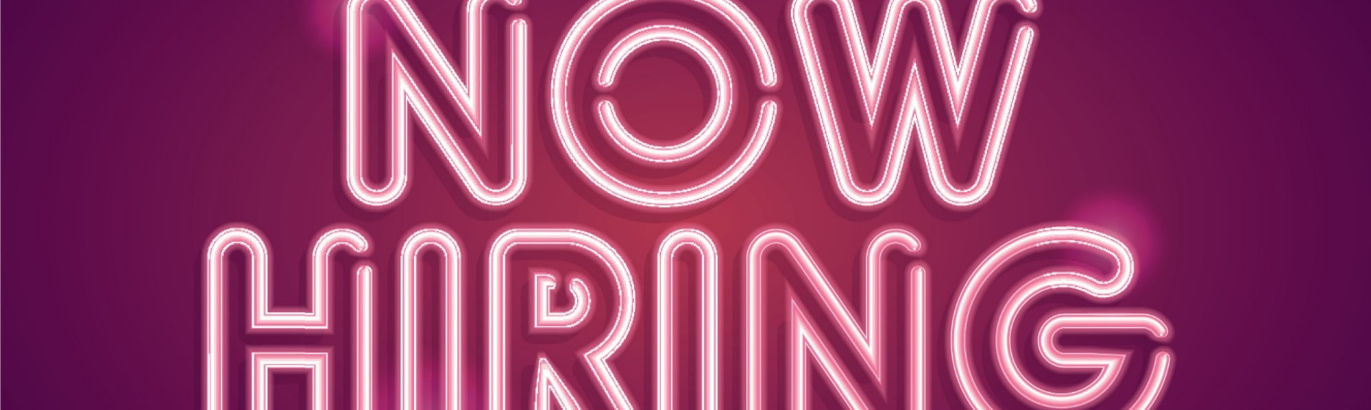 Now Hiring in pink neon