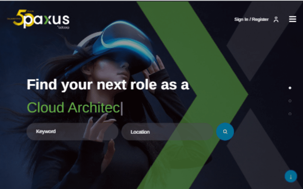 paxus recruitment site viewed on desktop