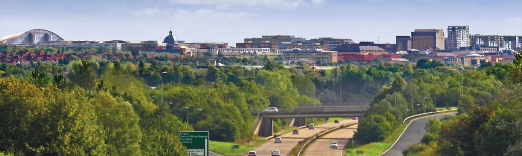 Milton Keynes City Landscape featuring buildings and the A5.