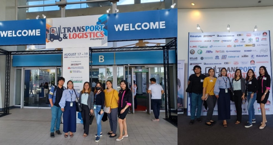 The arrival of the Industrial Division Team at the Transport and Logistics Expo 2023. (Reference to the first picture: Lois Eric Alejandro, Frilyn Corilla, Juvylyn Delos Santos, Jorelle Escueta, Sheila Ann Pacada and Joan Angela Laurel)