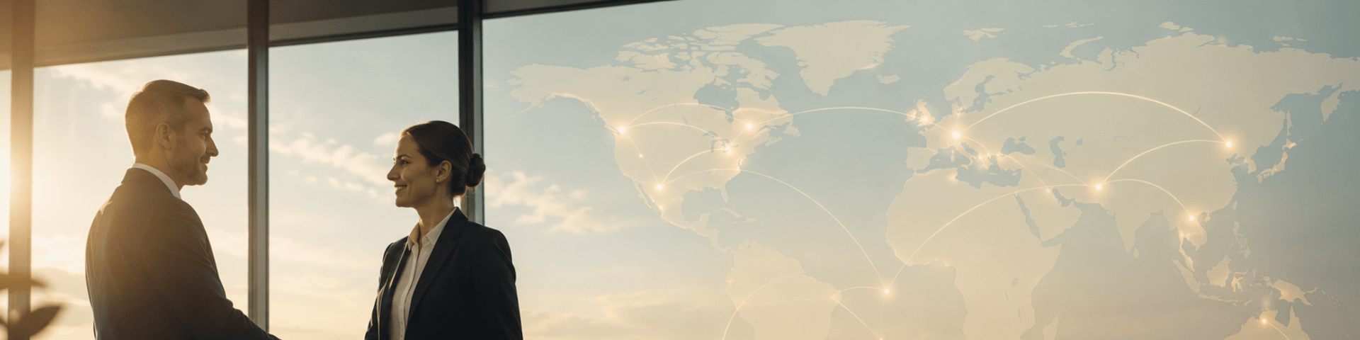 businessman holding map of world